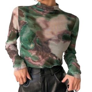 Green and White Mesh Fabric